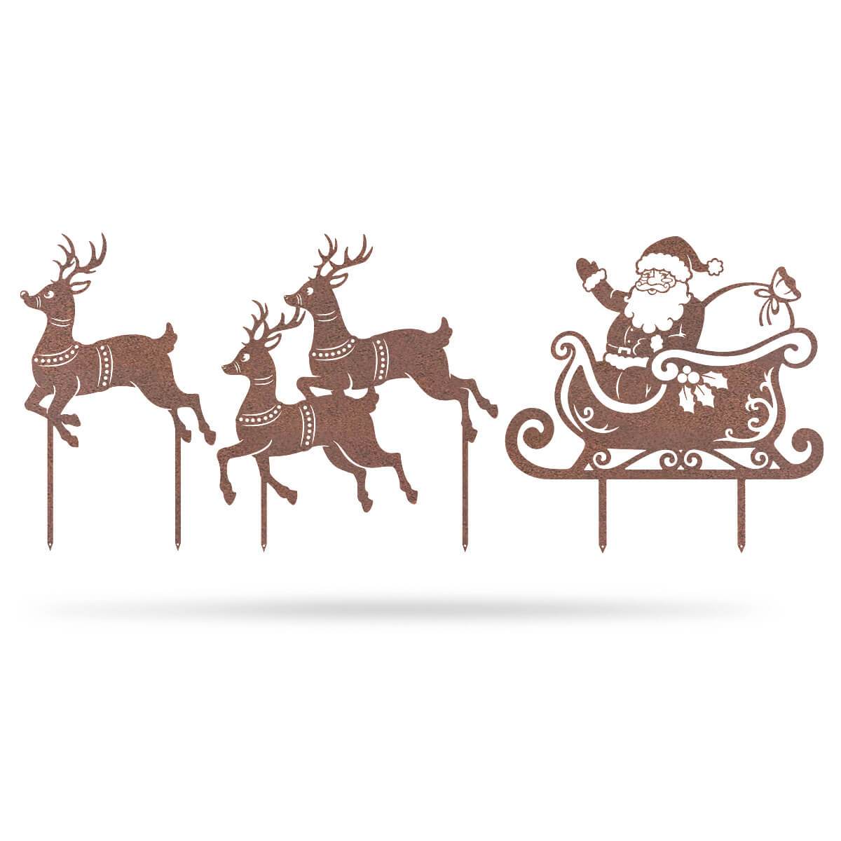 Garden Art - Santa Sleigh Set-EchoDecor