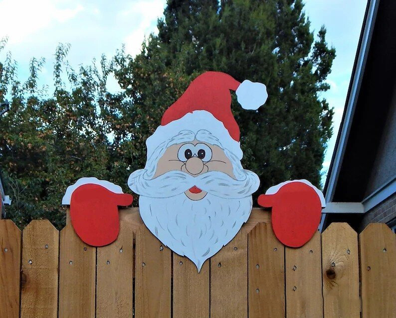 🎅2023 Santa Claus Christmas Fence Peeker Holiday Outdoor Decoration-EchoDecor