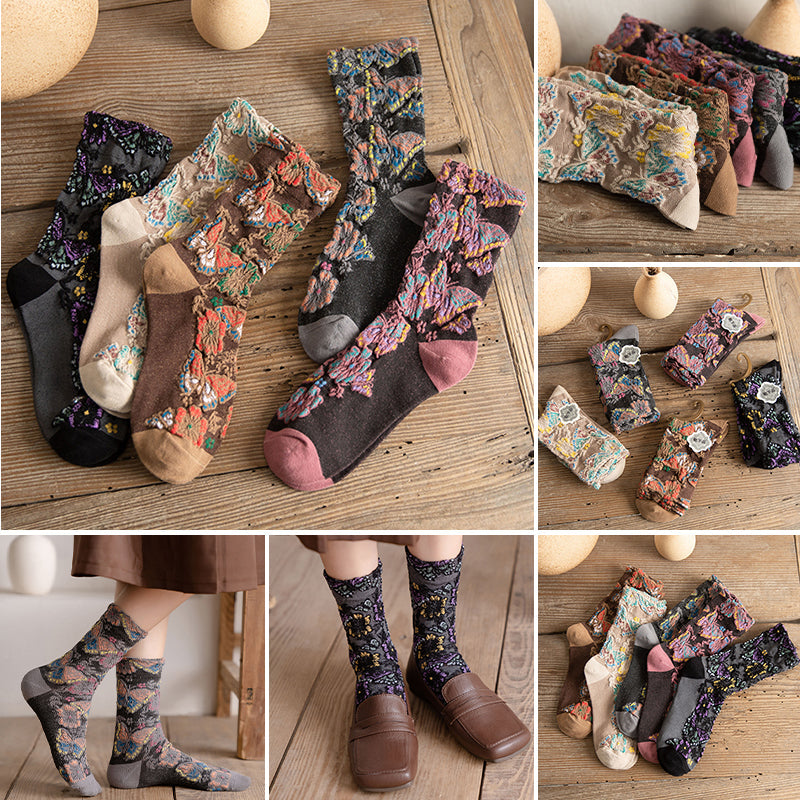 🌷Embossed Floral Mid-calf Socks-EchoDecor