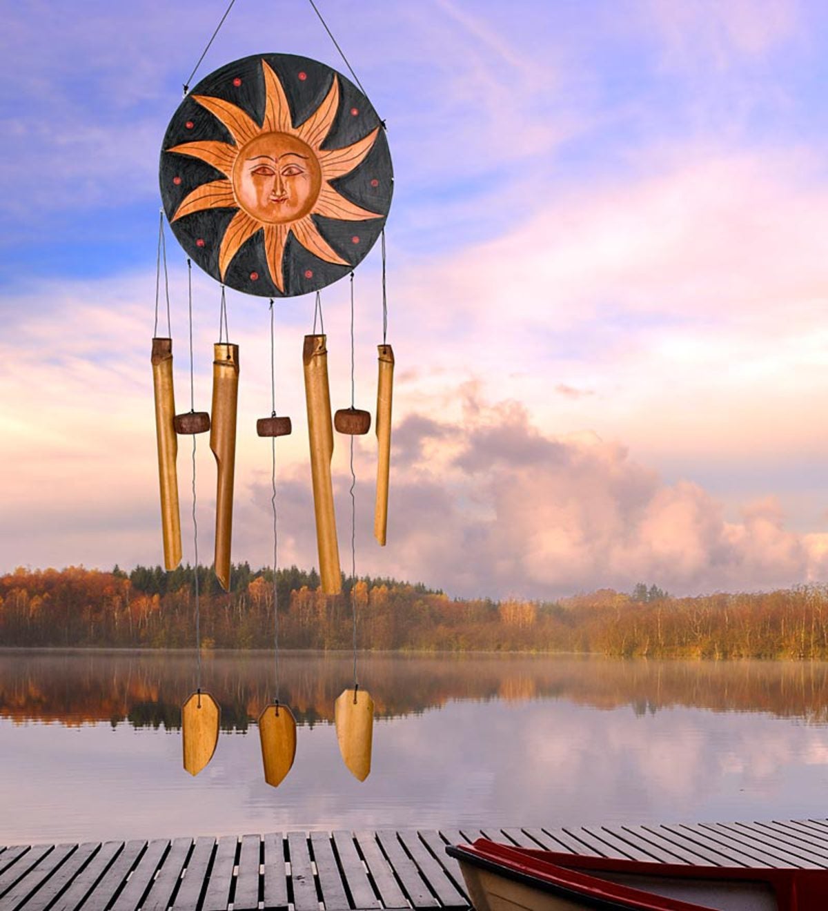 Sun And Moon Bamboo Wind Chime-EchoDecor