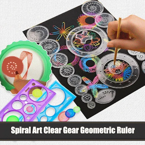 💖Spiral Art Clear Gear Geometric Ruler✨-EchoDecor
