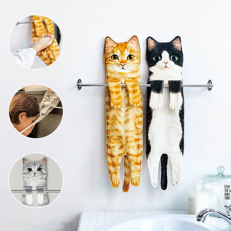 ✨New Arrival ✨😺Cute Cat Hand Towel🐾-EchoDecor