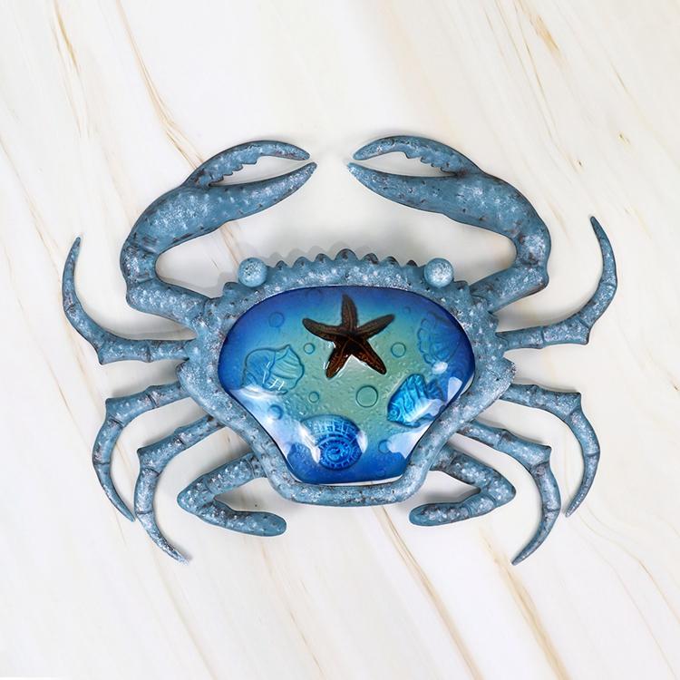 Metal With Glass Crab-EchoDecor