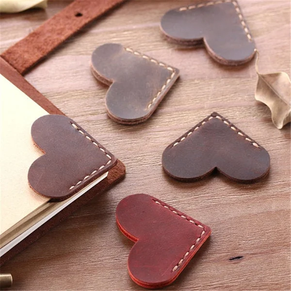 💖Vintage Leather Heart Bookmark Page Corner-EchoDecor