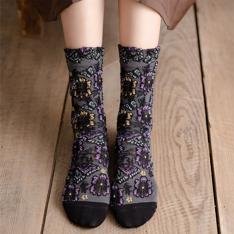 🌷Embossed Floral Mid-calf Socks-EchoDecor