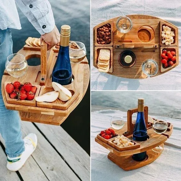 🍷Portable Wooden Outdoor Picnic Wine Table-EchoDecor