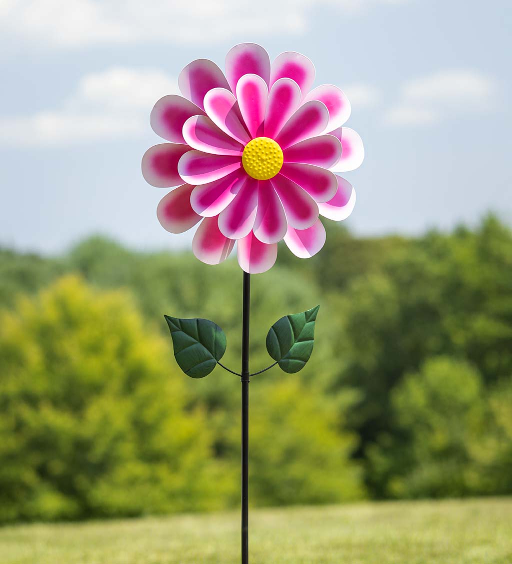 Dahlia Flower Wind Spinner - Pink-EchoDecor