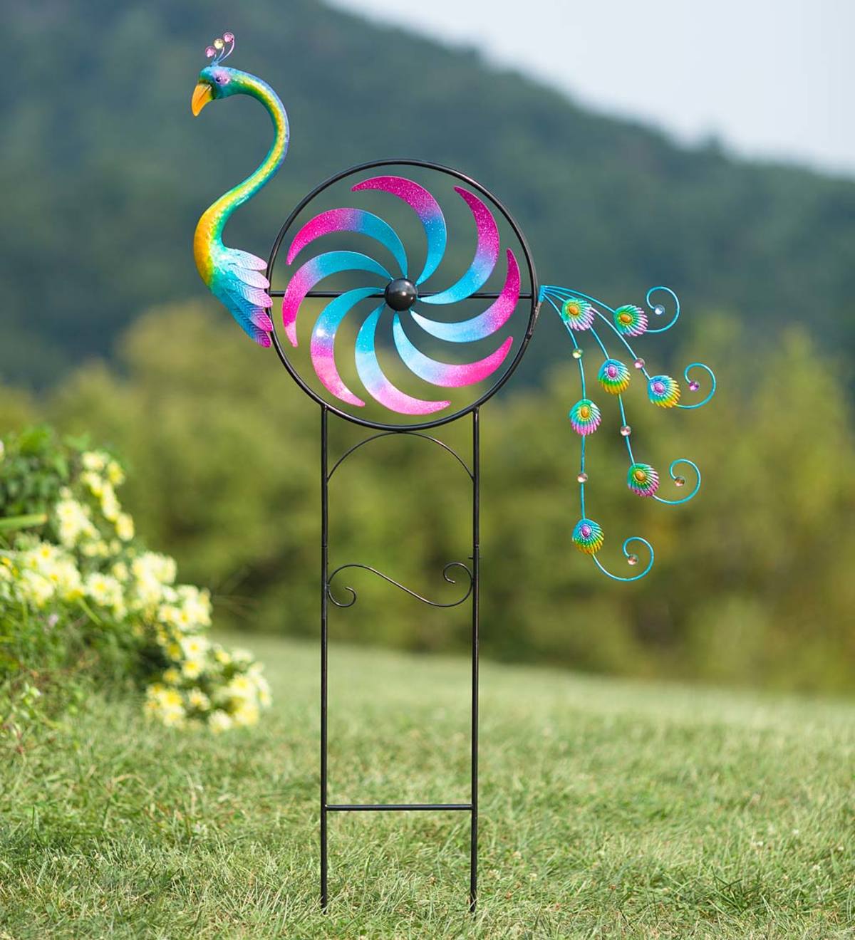 Iridescent Peacock Wind Spinner-EchoDecor