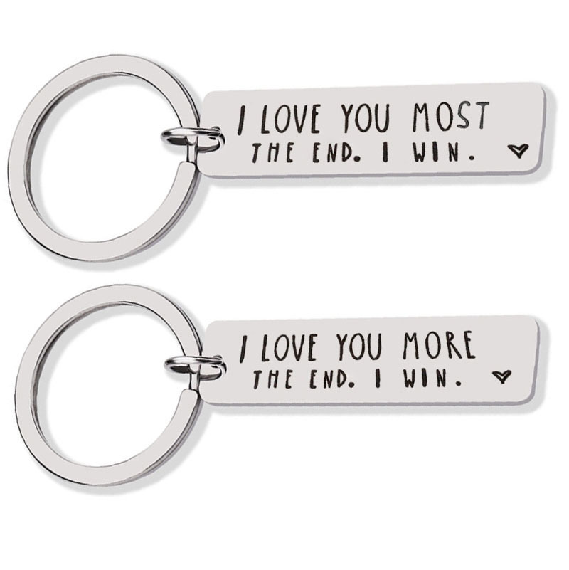 💕"I Love You More/Most The End I Win"Funny Keychain-- 🏷High-Quality Stainless Steel-EchoDecor