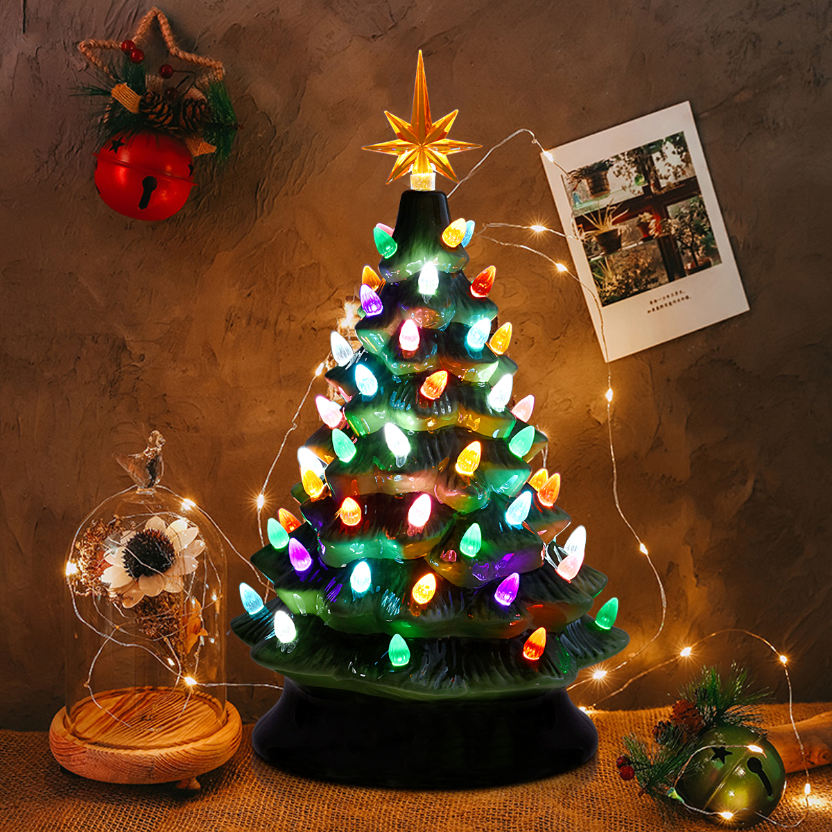Colored lights Ceramic Christmas Tree-Handcrafted and Hand Painted-EchoDecor