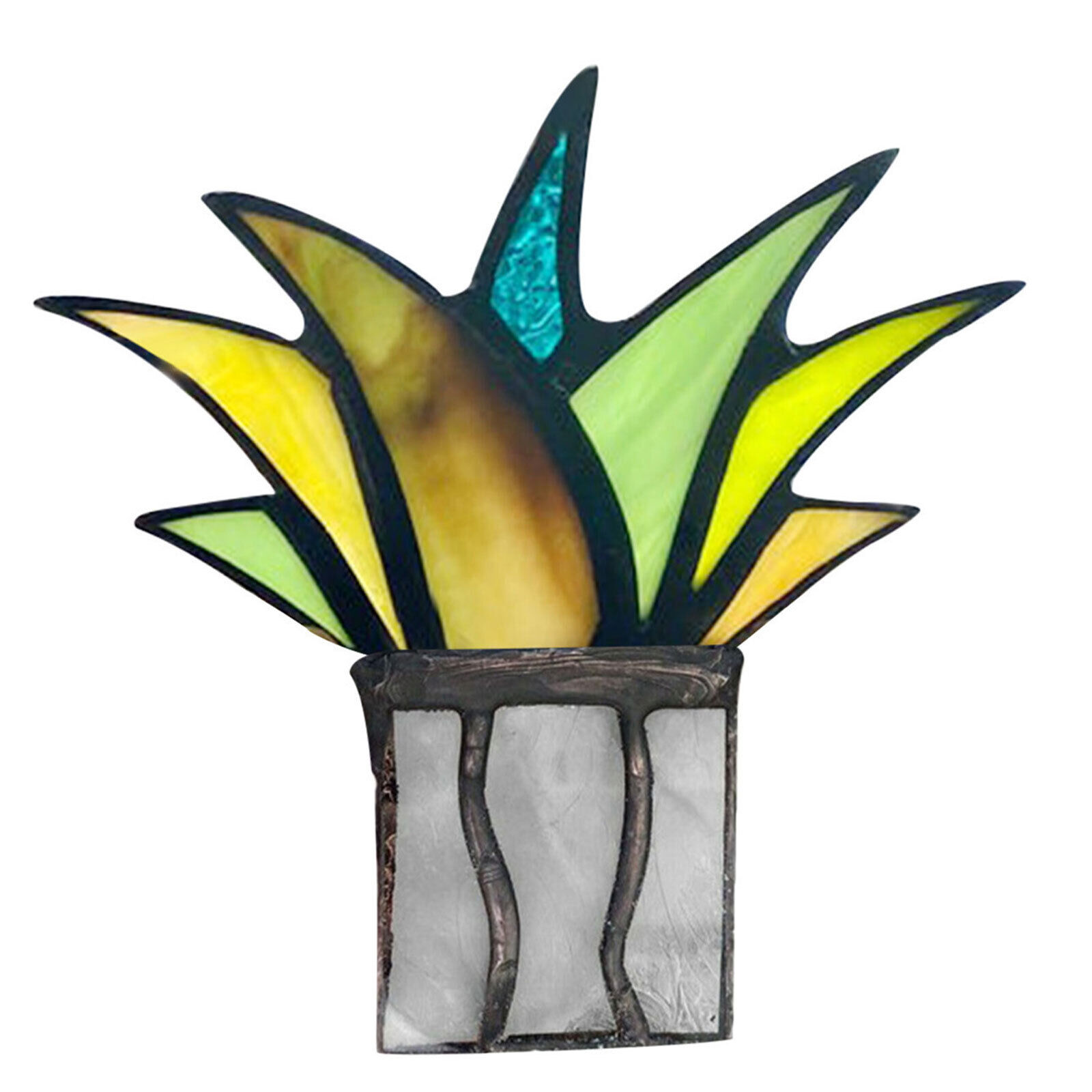 🪴Creative Mini Acrylic Aloe Potted Plant Stained Glass Colorful Artificial Fake Agave Home Garden Decoration Ornament-EchoDecor