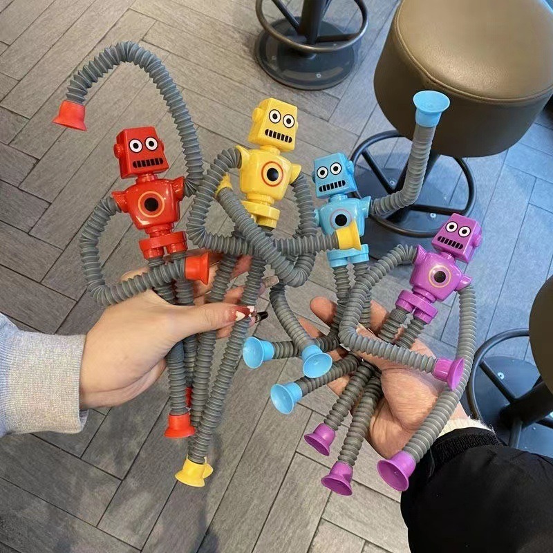 Suction Cup Pop Tube Robot Toys-EchoDecor