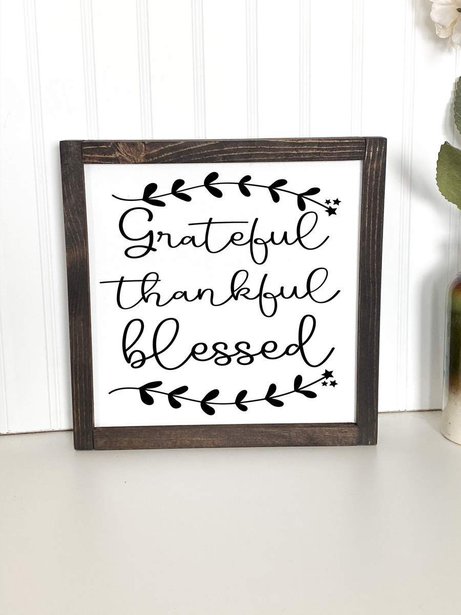 Grateful, Thankful, Blessed Home Decor Framed Sign-Etcy Decor