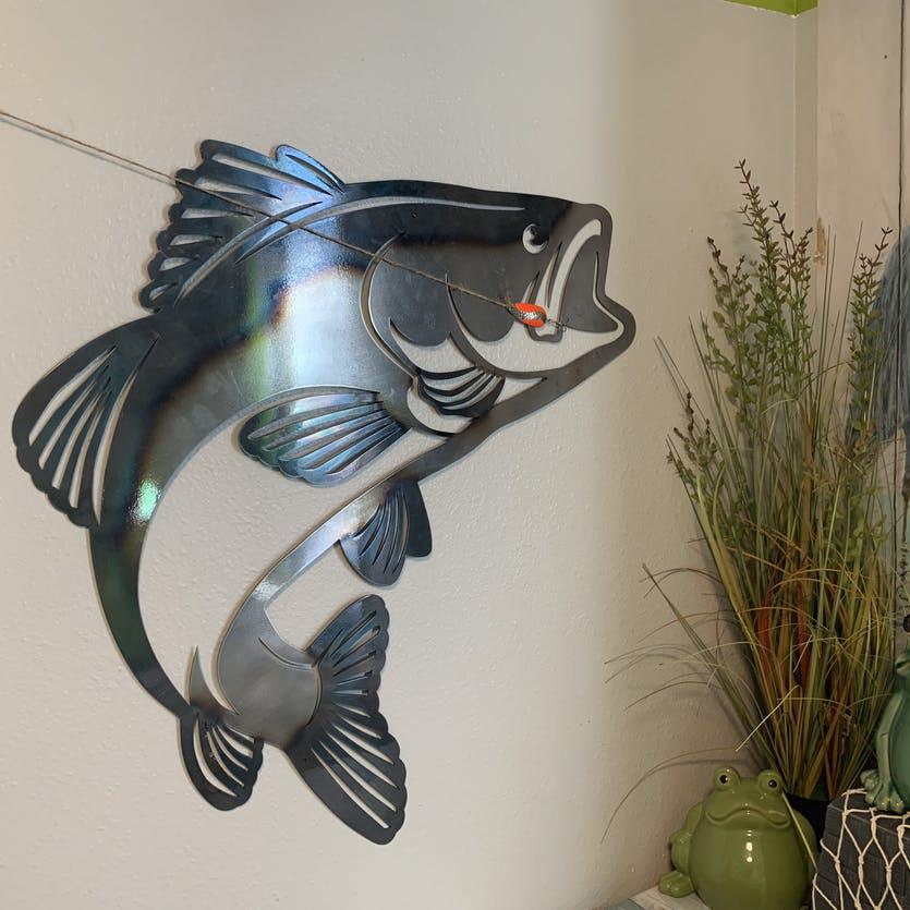 Jumping Bass Metal Wall Art-EchoDecor