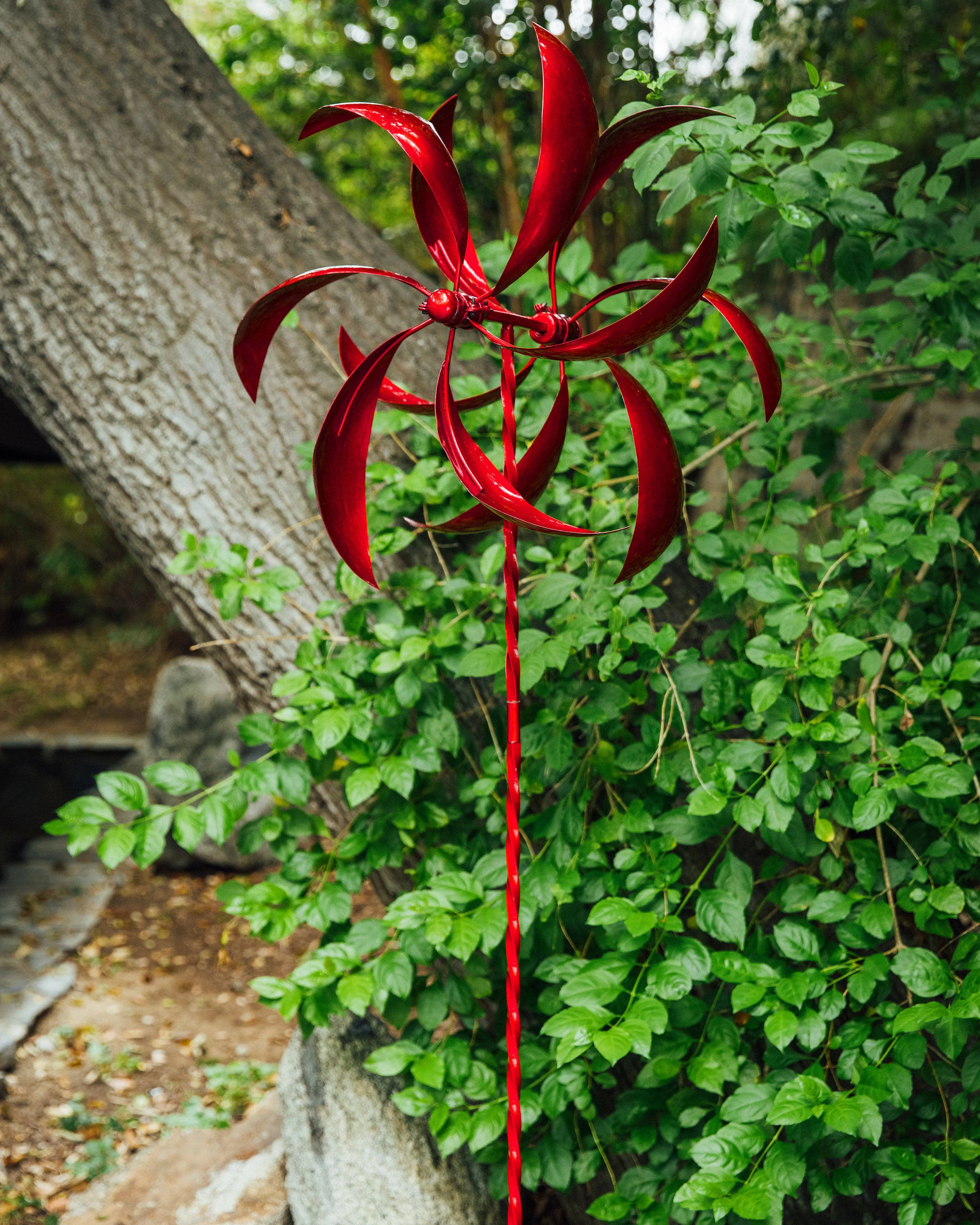 Red Feather Wind Spinner, 22"-EchoDecor