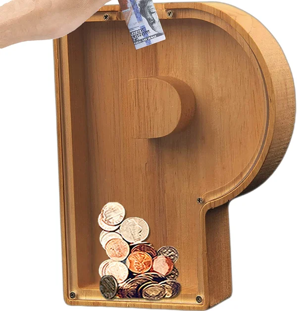 Letter Piggy Bank-Wood Gift for Kids-EchoDecor