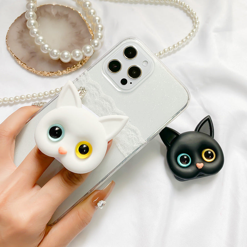 🐱3D Cute Kitten Phone Holder with mini Mirror-EchoDecor