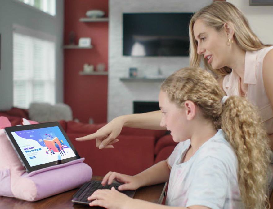 Plush Play Pillow - with Built in Shelf for Devices or Books-EchoDecor