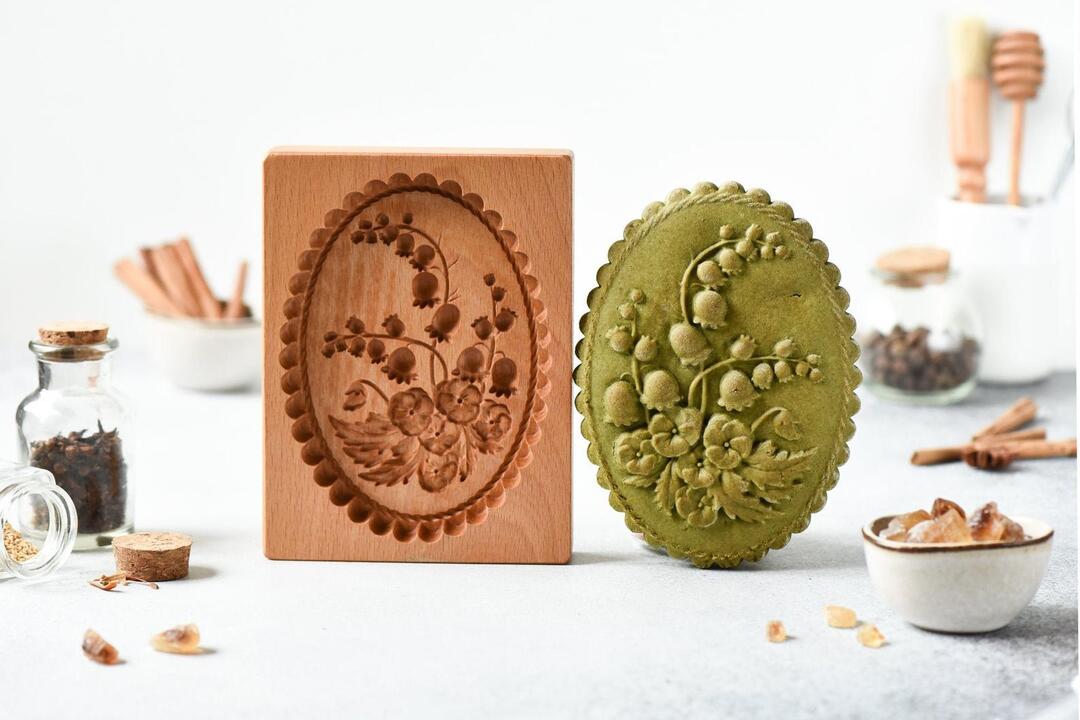 Provance rose cookie stamp-Pine cone cookie stamp-Cookie cutter rose - Wooden gingerbread or shortbread cookie mold-EchoDecor