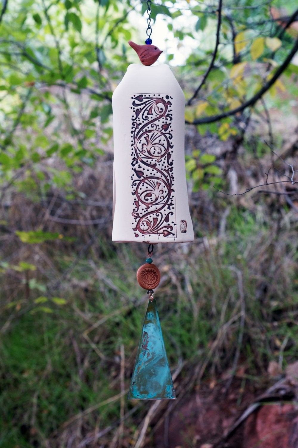 Ceramic Wind Chimes Rustic Garden Decor-EchoDecor