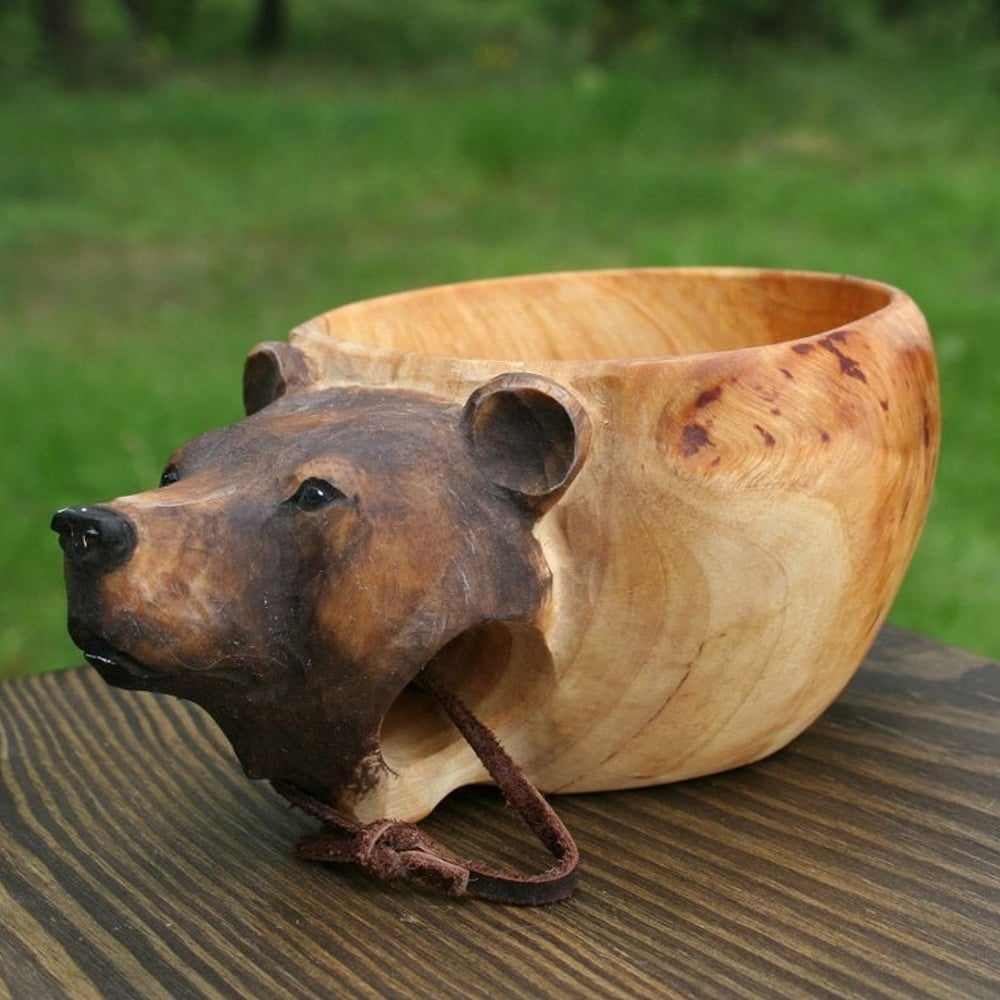 🐻 Animal Handmade Wooden Cup-EchoDecor