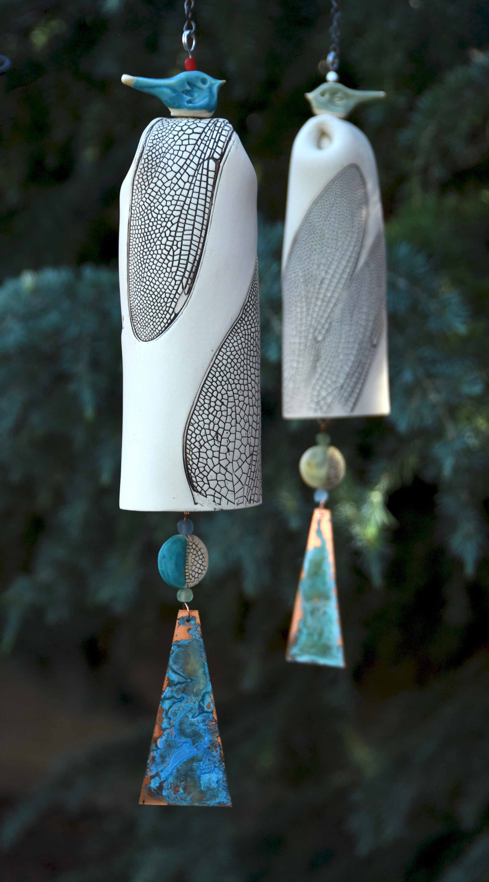 Large White Dragonfly Wind Chimes-EchoDecor