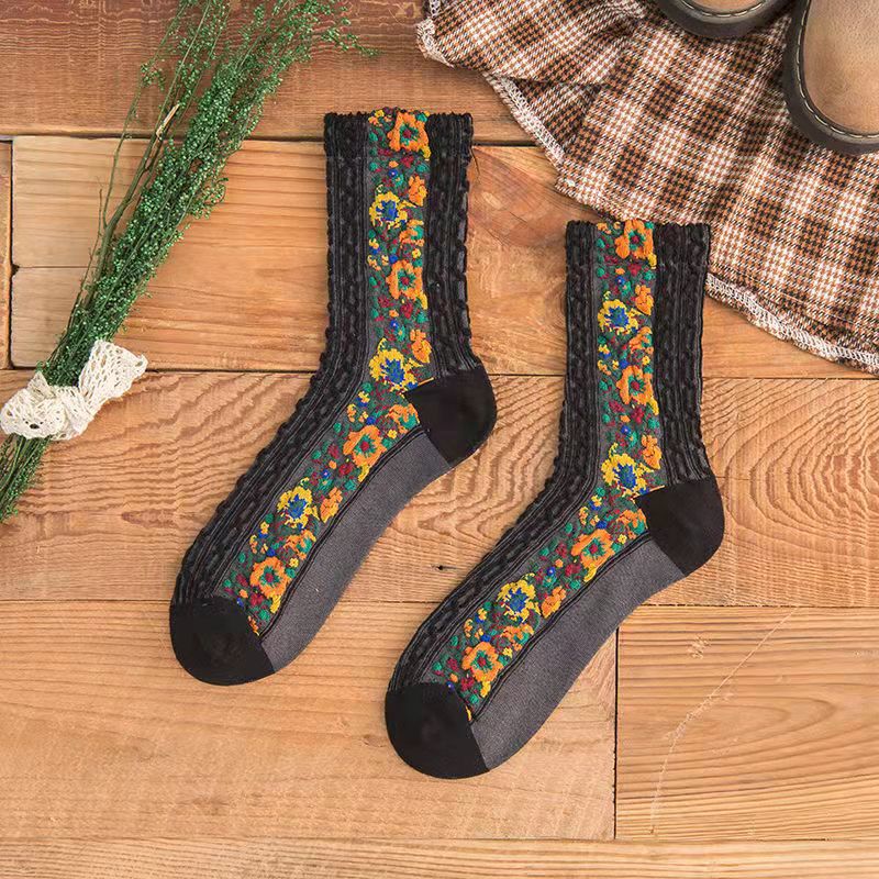 💐Vintage Embroidered Floral Socks-EchoDecor