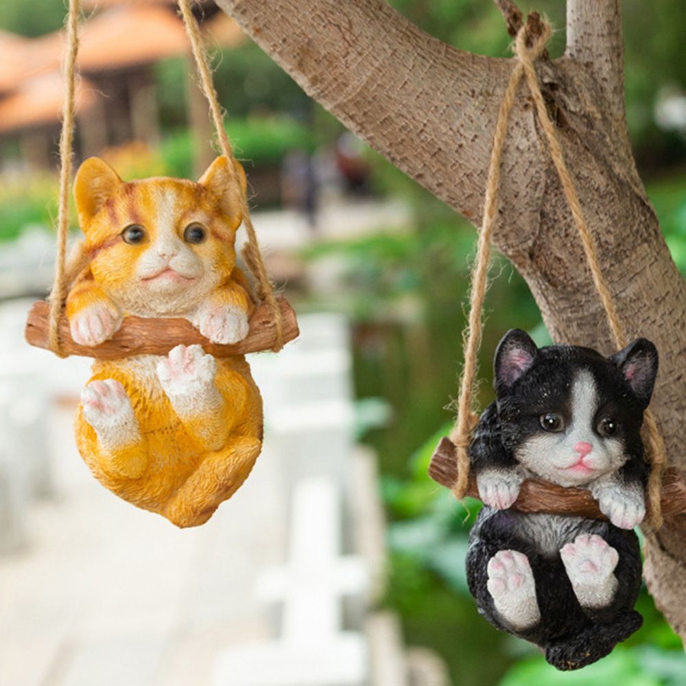 🔥Hot Sale 50 OFF😻Cute Outdoor Swing Small Cat Garden Sculpture-EchoDecor