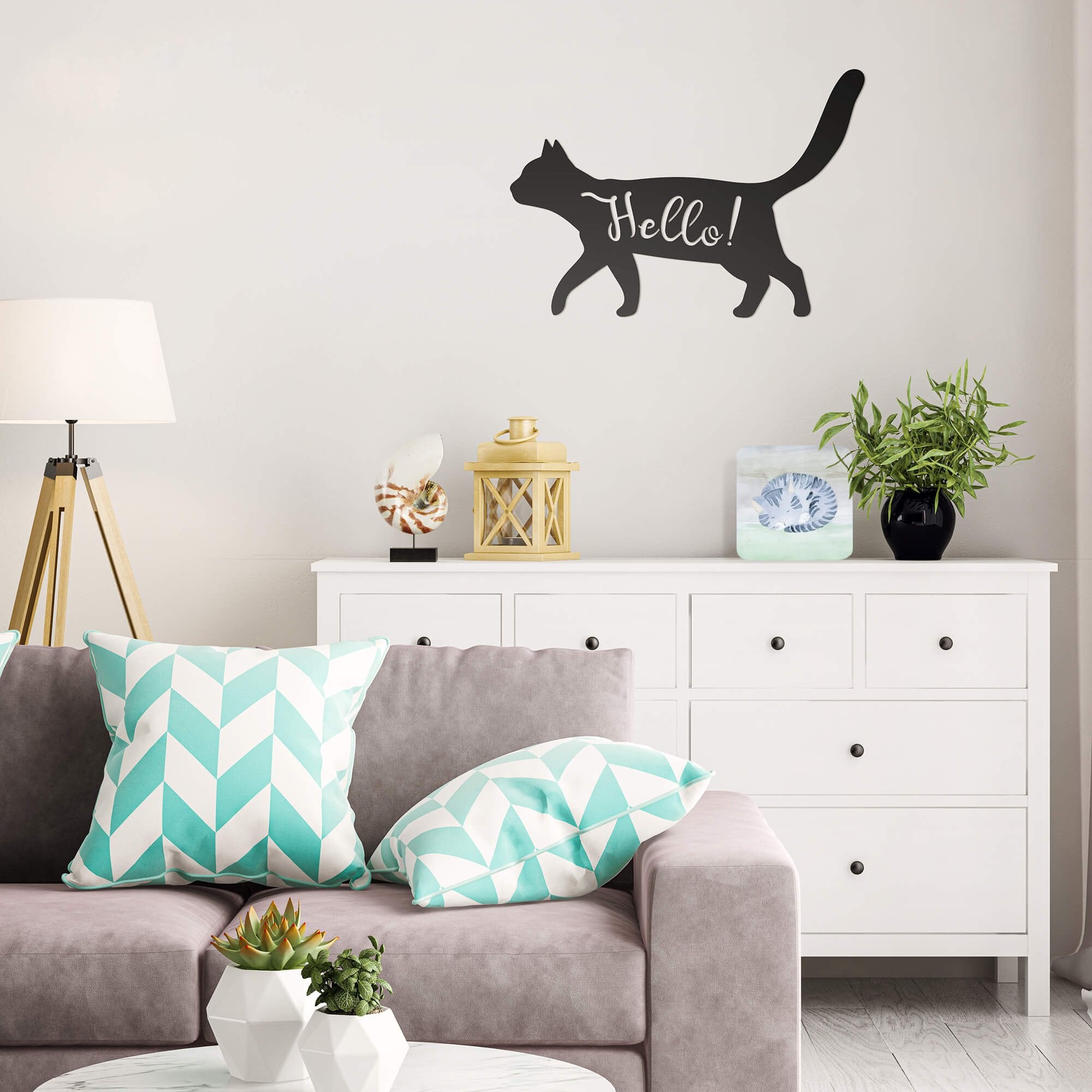 Friendly Cat Wall Art-EchoDecor