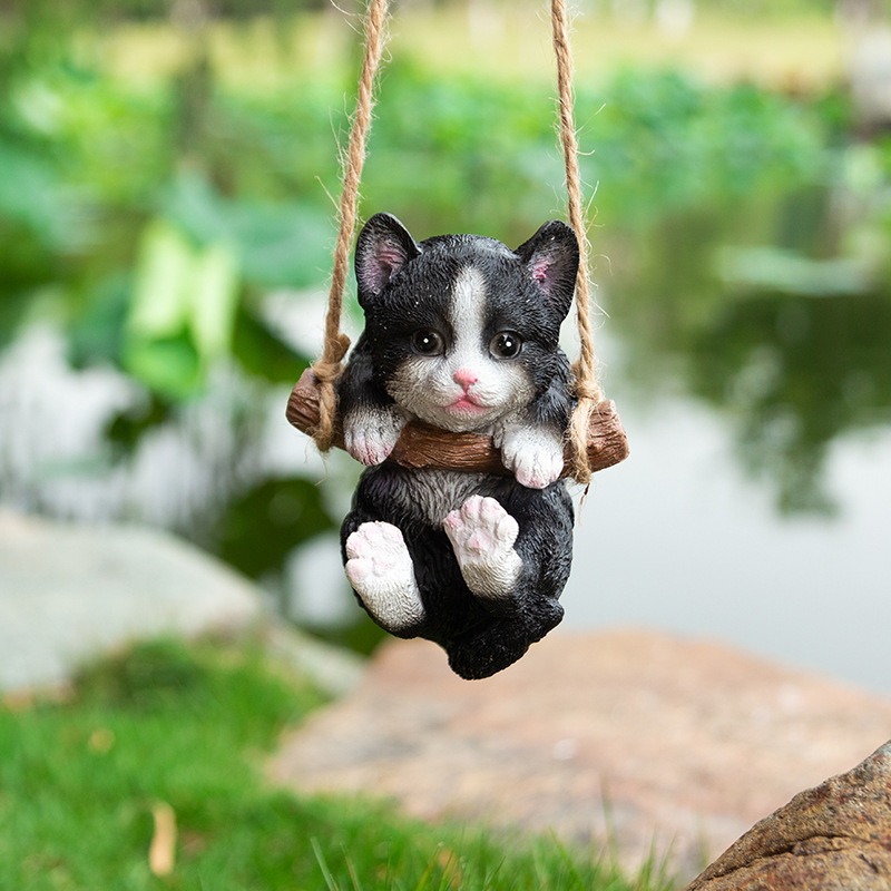 🔥Hot Sale 50 OFF😻Cute Outdoor Swing Small Cat Garden Sculpture-EchoDecor
