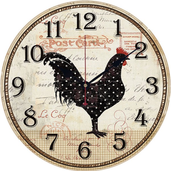 🐔Vintage Farmhouse Kitchen Wall Clocks Battery Operated Rooster Analog Clock 🐓-EchoDecor