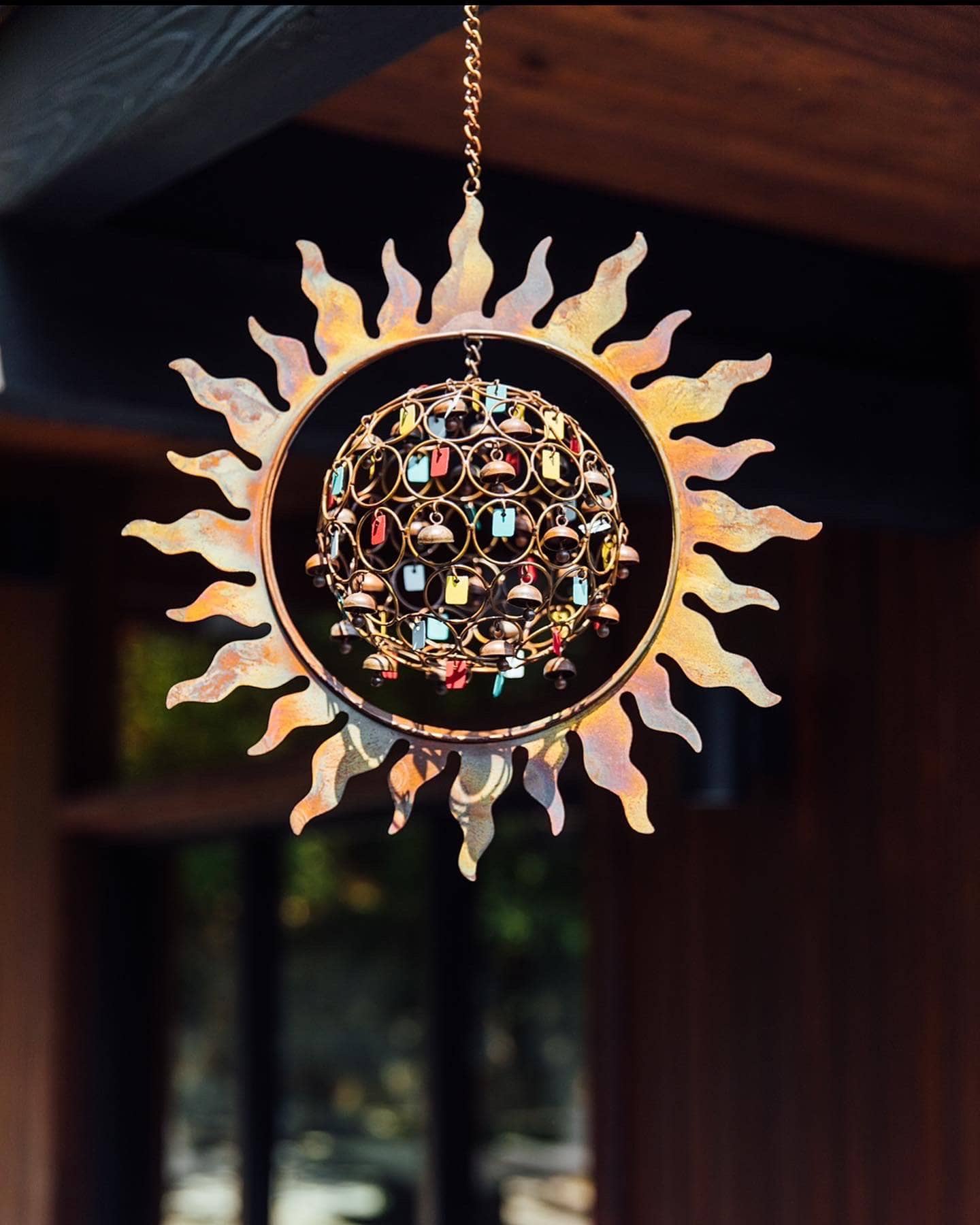 Sun with Ball and Dangles Wind Chime-EchoDecor