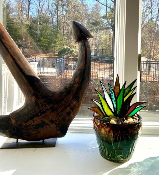 SUNCATCHER STAINED AGAVE PLANTE-EchoDecor