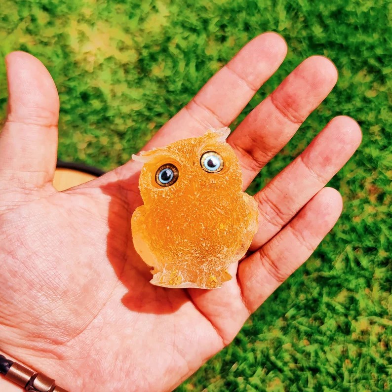 NATURAL CRYSTAL GEMSTONE OWL-EchoDecor