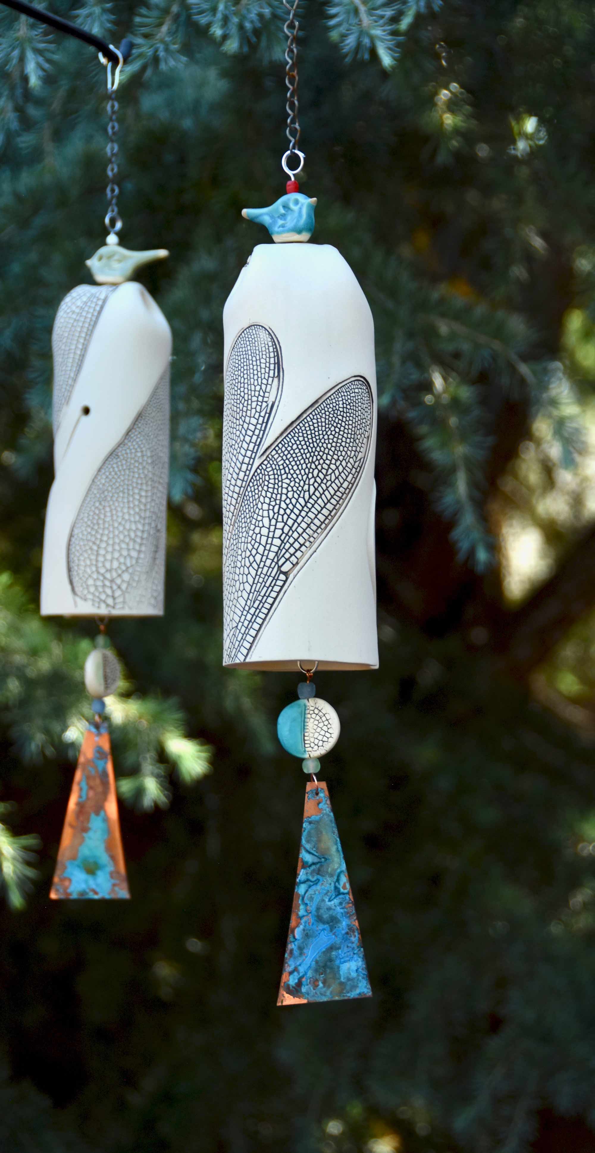 Large White Dragonfly Wind Chimes-EchoDecor