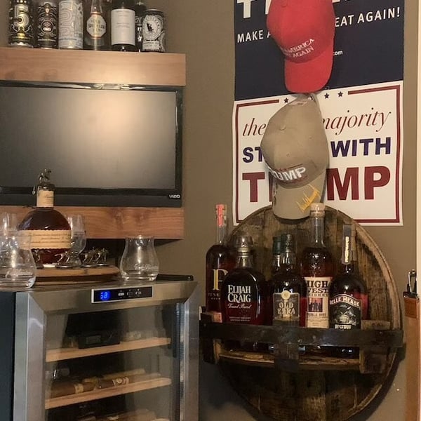 Bourbon whiskey barrel shelf-EchoDecor
