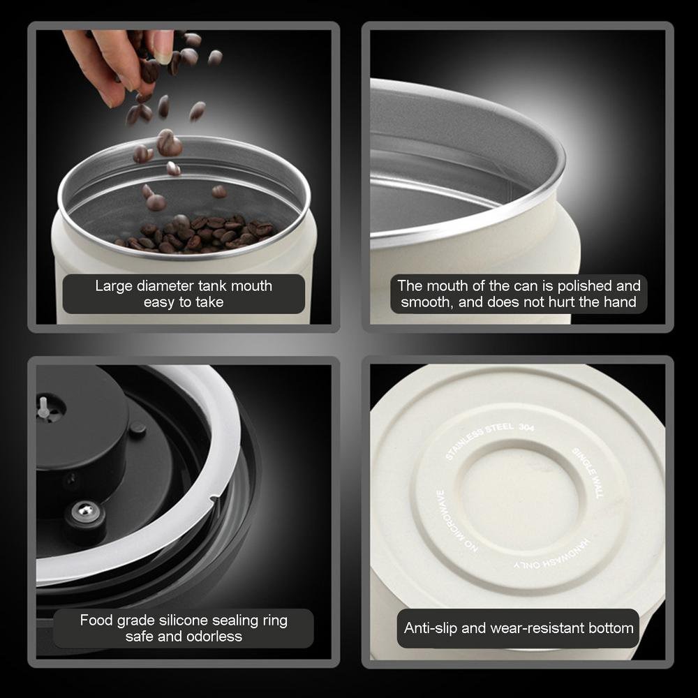 Coffee Canister with Vacuum Pump Stainless Steel-EchoDecor