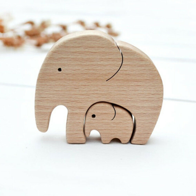 Elephant Family Wooden Decor Craft-EchoDecor