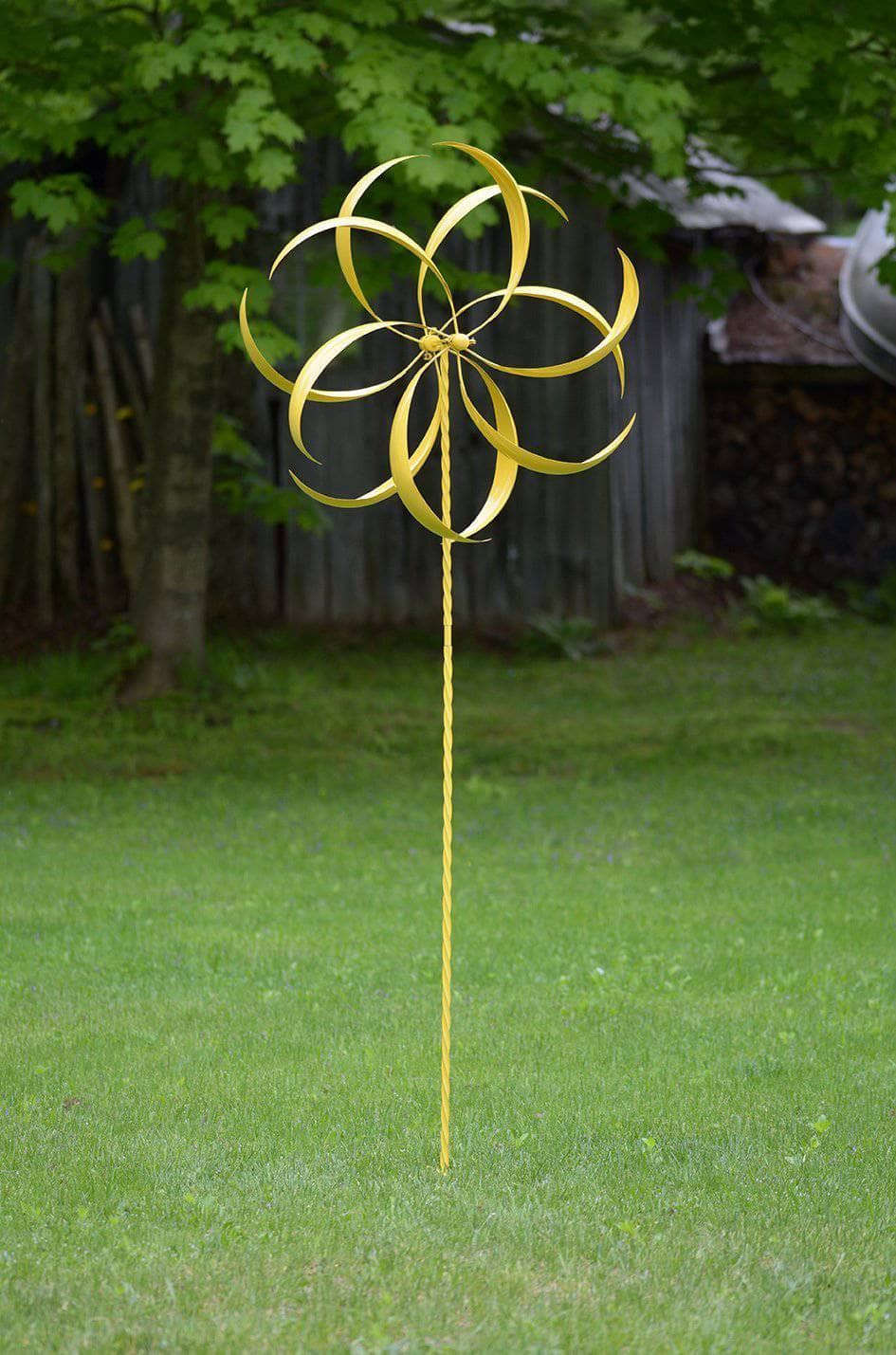 Yellow Feather Wind Spinner, 32"-EchoDecor