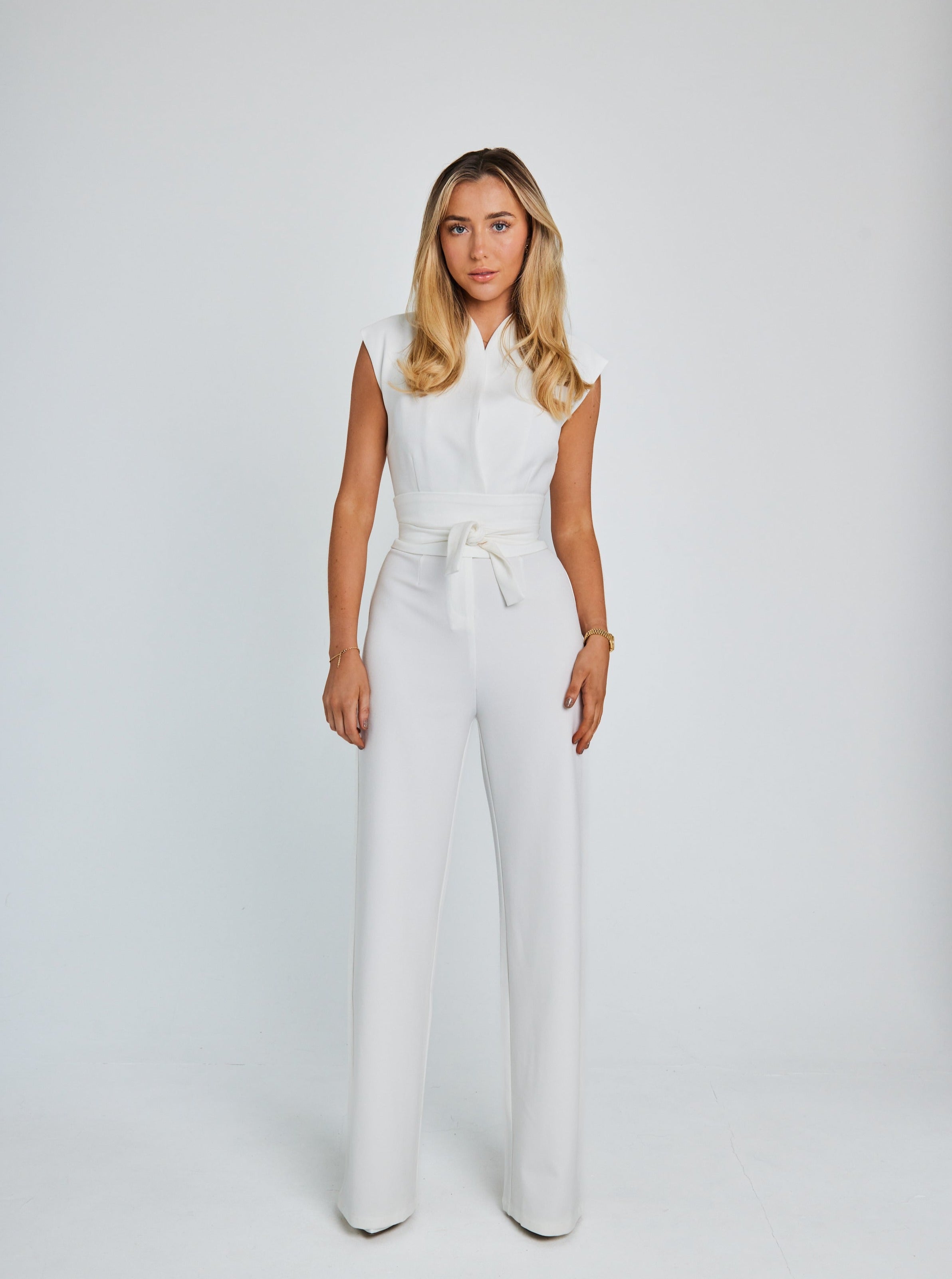 A stylish sleeveless overall, fashionable pants with wide leg-EchoDecor