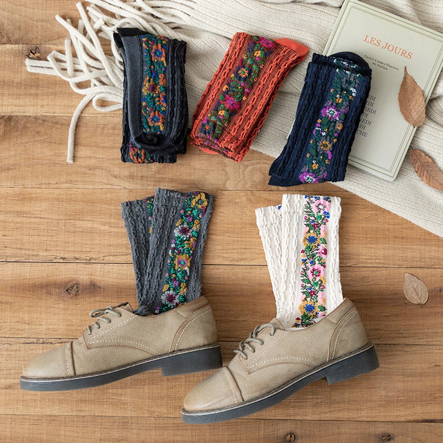 🌼Vintage Embroidered Floral Women Socks💐 (HOT SALE 50% OFF🔥🔥🔥)-EchoDecor