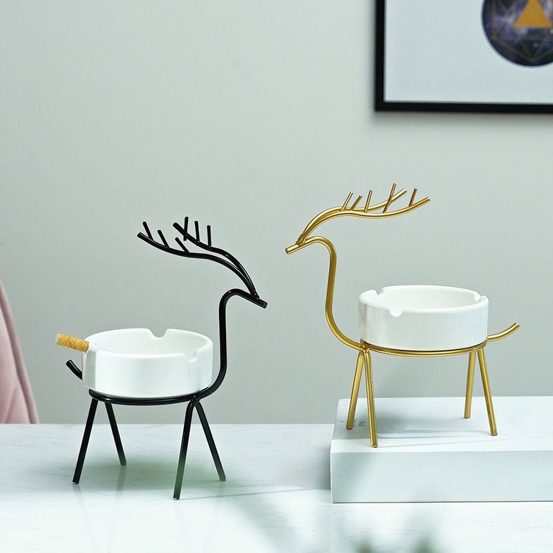 Modern Deer Ceramic Ashtray-EchoDecor