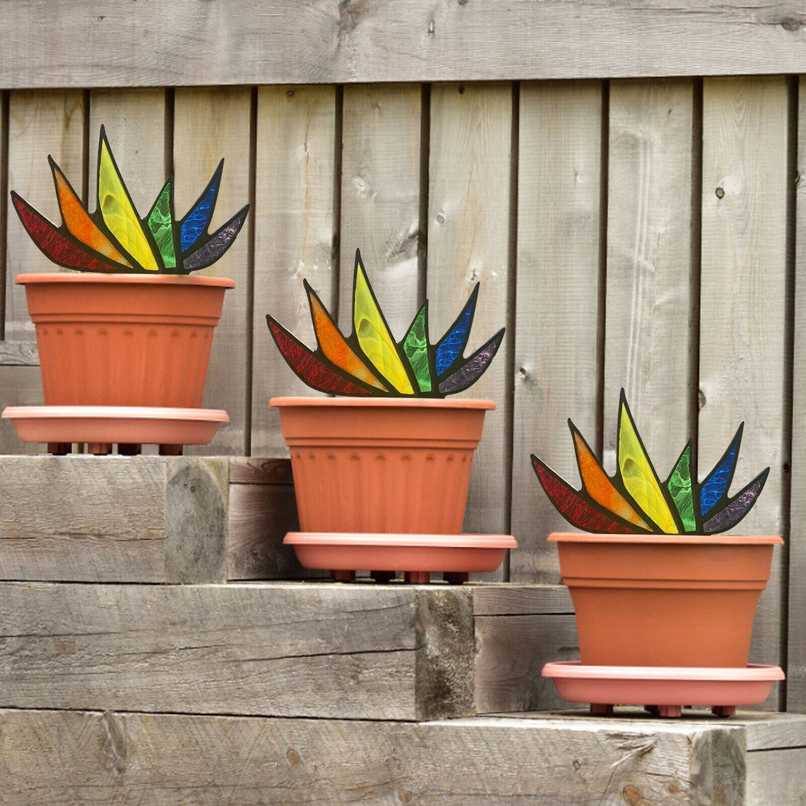 🪴Creative Mini Acrylic Aloe Potted Plant Stained Glass Colorful Artificial Fake Agave Home Garden Decoration Ornament-EchoDecor