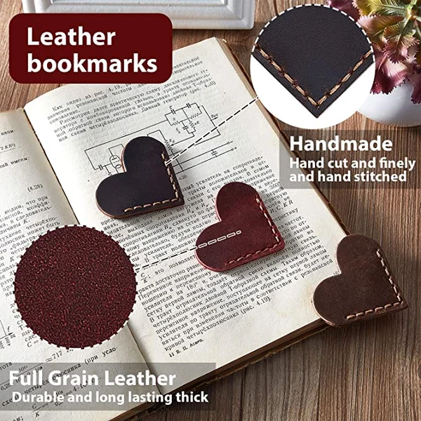 💖Vintage Leather Heart Bookmark Page Corner-EchoDecor