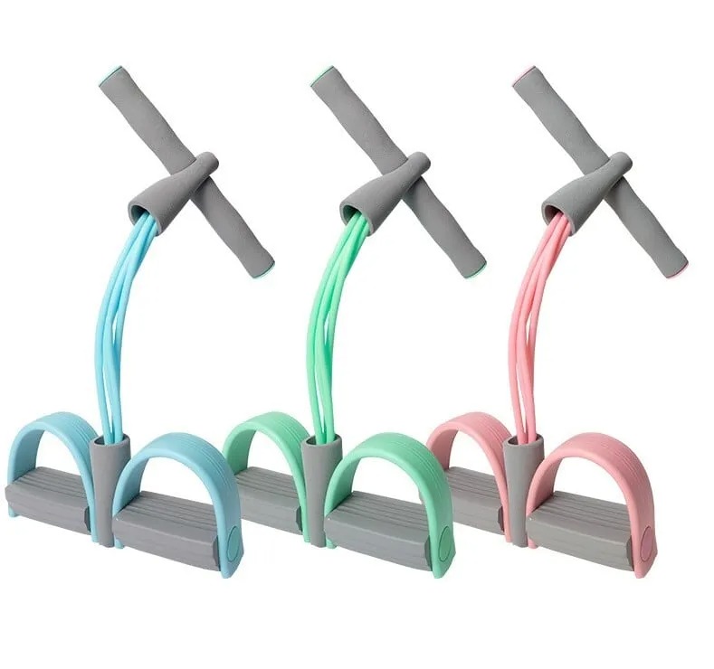 Fitness Resistance Bands-4 Tube Pedal Ankle Puller-EchoDecor