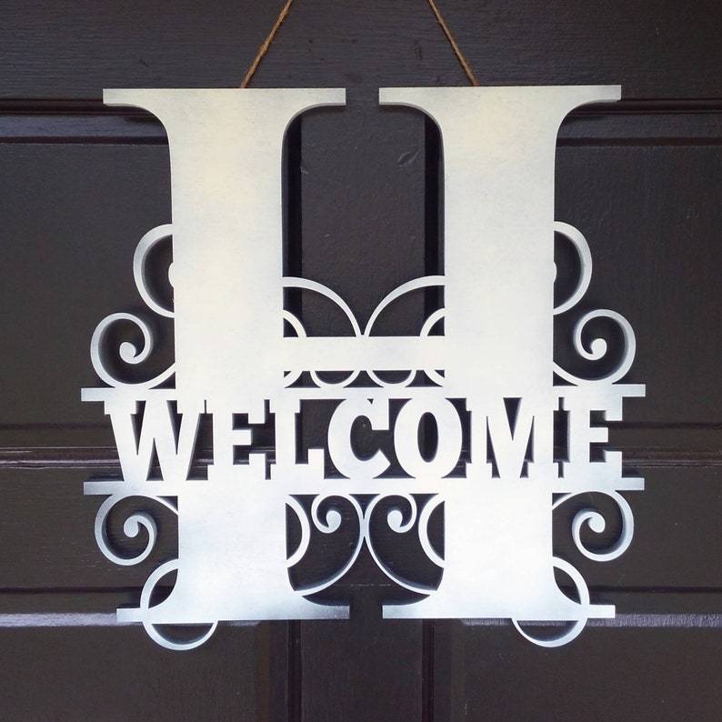Fancy Welcome Wood Monograms-EchoDecor