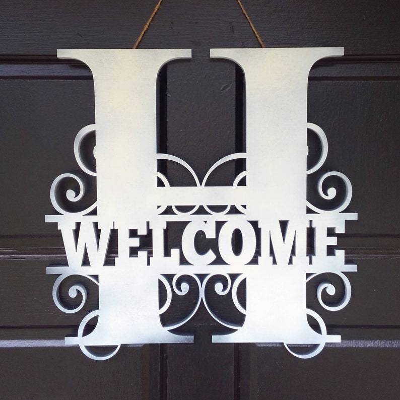 Fancy Welcome Wood Monograms-Etcy Decor