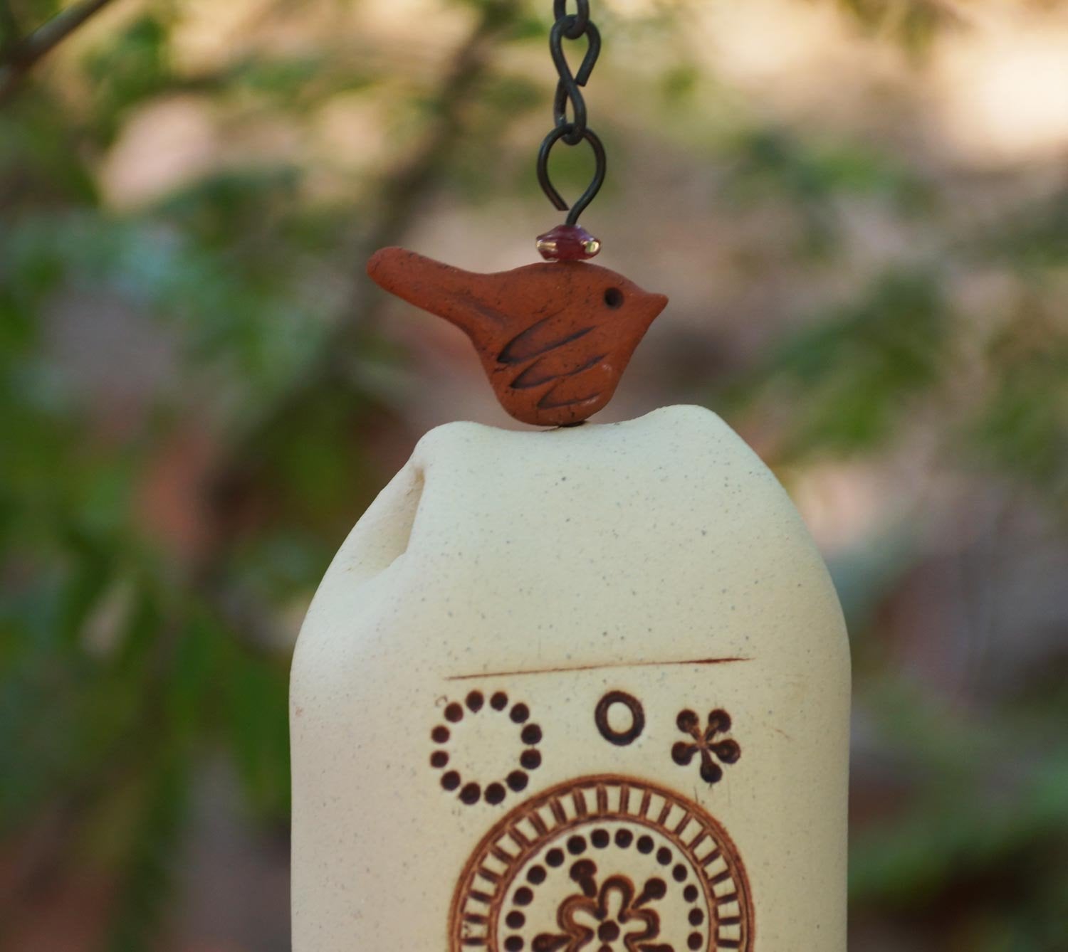 Ceramic Wind Chime with Circle Pattern-EchoDecor