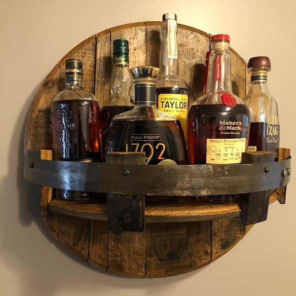 Bourbon whiskey barrel shelf-EchoDecor
