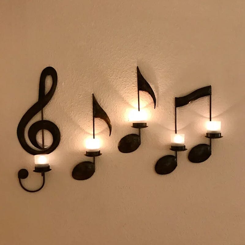 🌟Unique Decorations--🎶Black Music Note Wall Sconce-EchoDecor